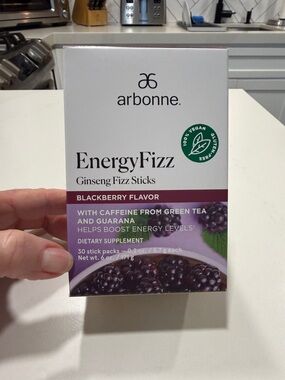 Arbonne EnergyFizz Blackberry Flavor Supplement Box - White & Purple